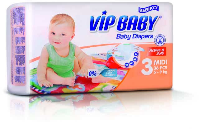 VIP BABY Active & Soft - Changes bébé 5/9 kg - Paquet de 36